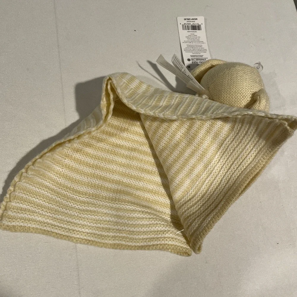 NEW Carters Knit Puppy Dog Security Blanket White &‎ Yellow Striped Baby Lovey - Picture 5 of 5